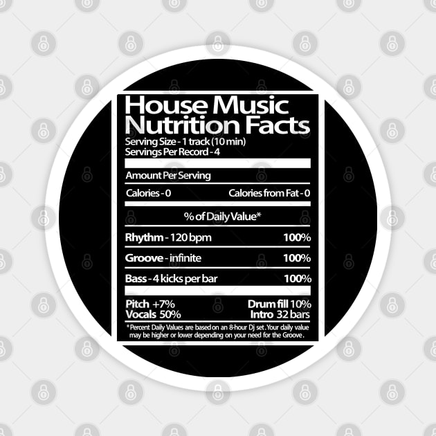House Music Nutrition Facts Magnet by StrictlyDesigns